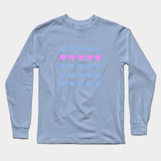 Blue and Gray Heart Design Long Sleeve T-Shirt